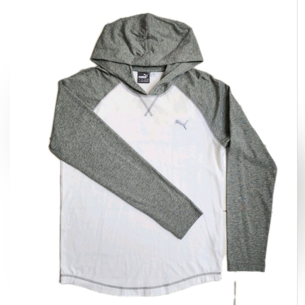 Puma Sweatshirt Hooded Lightweight Cotton Blend Long Sleeve Sport Tee Size S